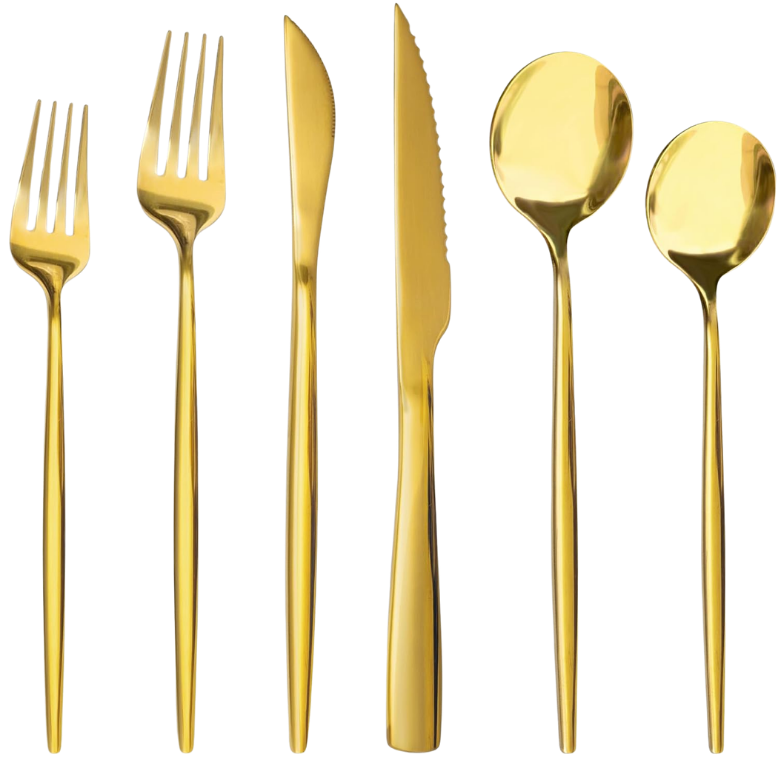 Gold flatware rental for nonprofit galas and hospitality events in South Florida