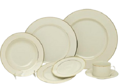 Ivory and gold dinnerware rental for upscale events in Broward County
