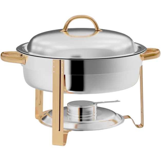 Premium gold accent chafing dish 4-quart rental for upscale catering in Broward County